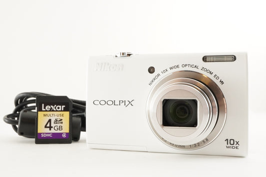 Nikon COOLPIX S6200 White With 4GB SDHC Card Digital Camera from Japan #2055