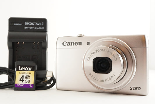 Canon PowerShot S120 Silver With 4GB SDHC Card Digital Camera from Japan #2059