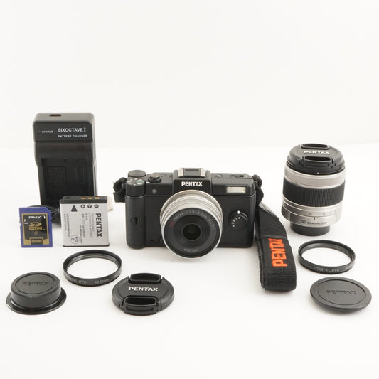 [Only 218 Shots] PENTAX Q Black + smc 8.5mm + 5-15mm + 8GB SD from Japan #5622