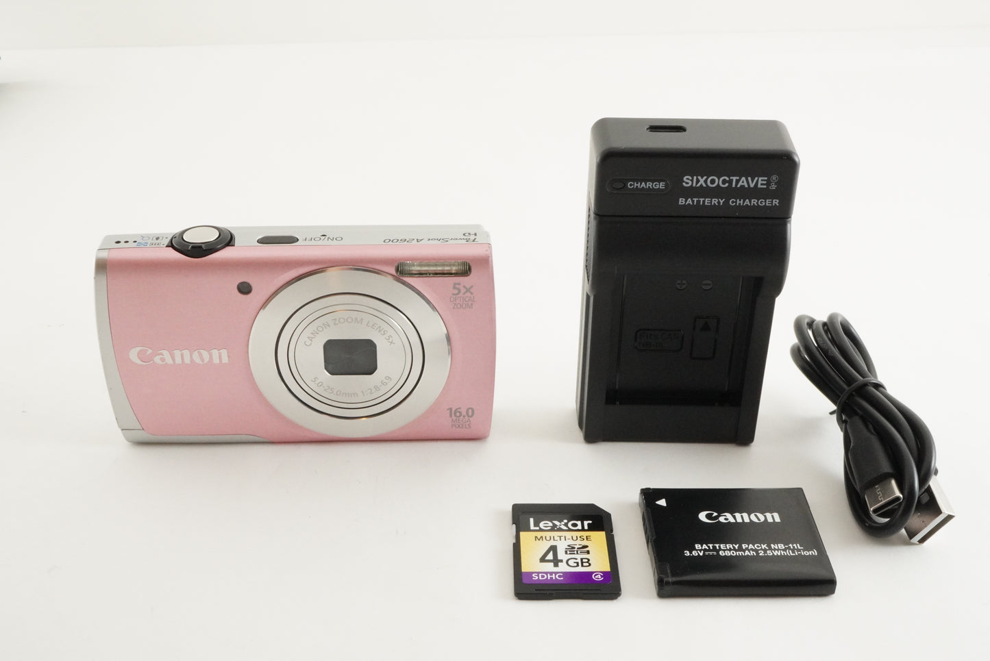 Canon PowerShot A2600 Pink With 4GB SDHC Card Digital Camera from Japan #2211