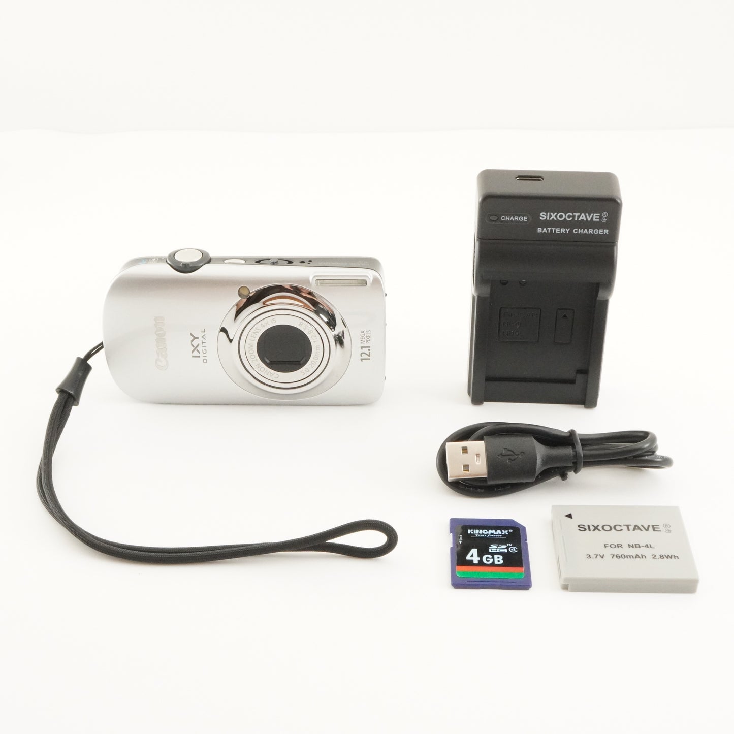 Canon IXY DIGITAL 510 IS Silver With 4GB SDHC Card from Japan #7241