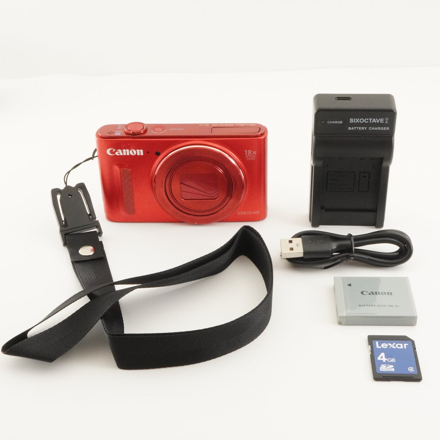 Canon PowerShot SX610 HS Red With 4GB SDHC Card Digital Camera from Japan #7264