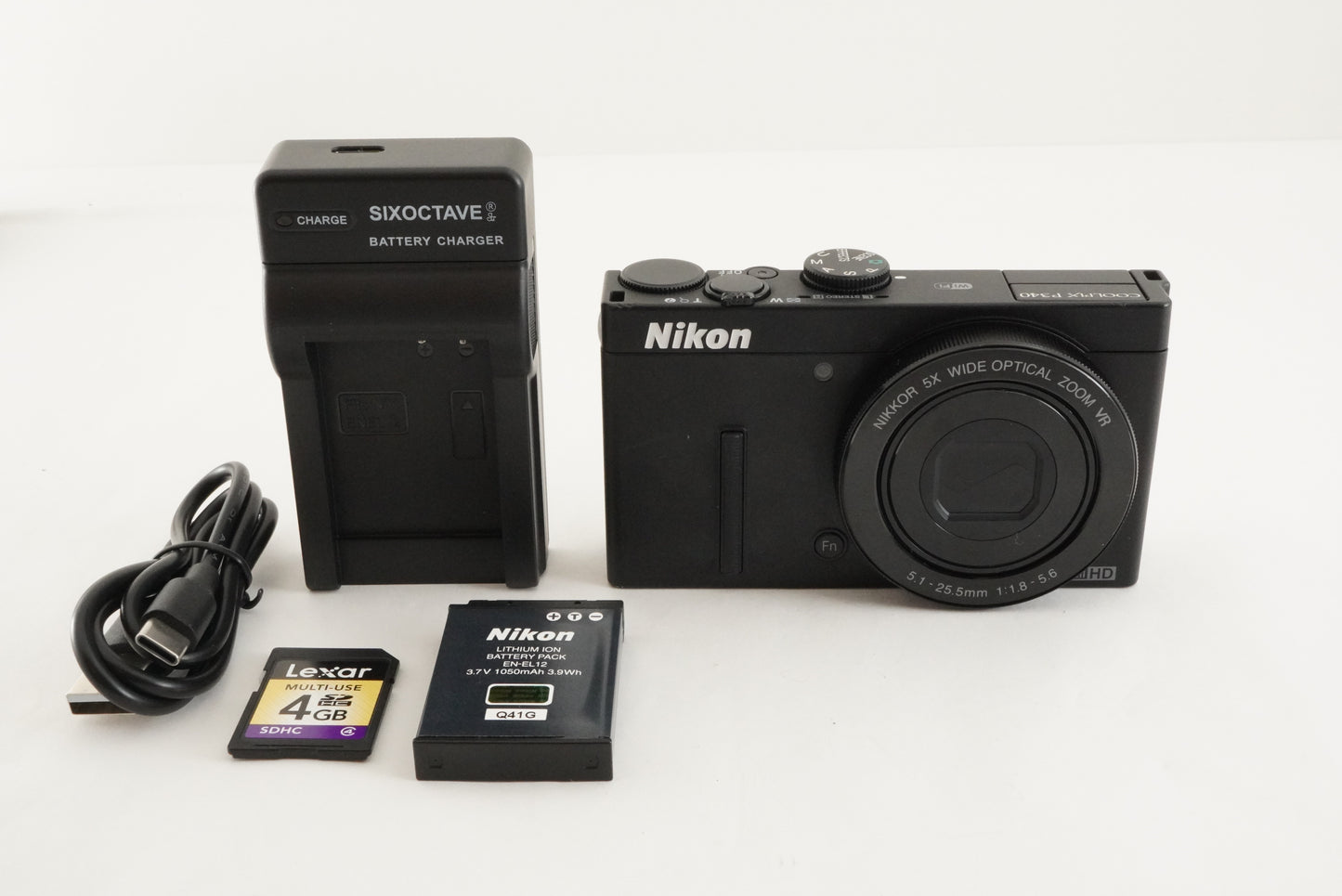 Nikon COOLPIX P340 Black With 4GB SDHC Card Digital Camera from Japan #2259