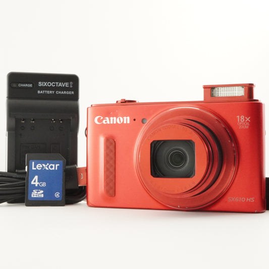 Canon PowerShot SX610 HS Red With 4GB SDHC Card Digital Camera from Japan #7264
