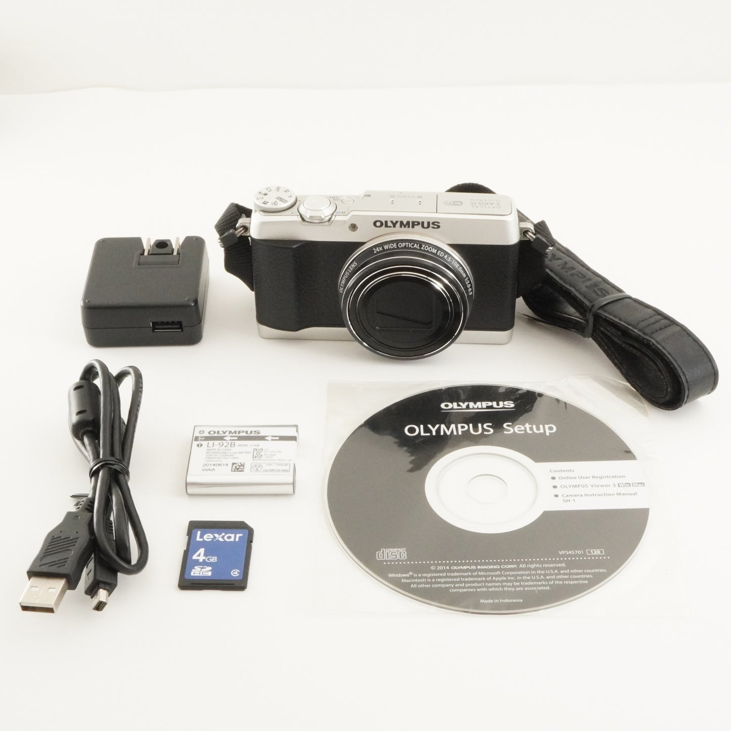 OLYMPUS STYLUS SH-1 Silver With 4GB SDHC Card Digital Camera from Japan #7222
