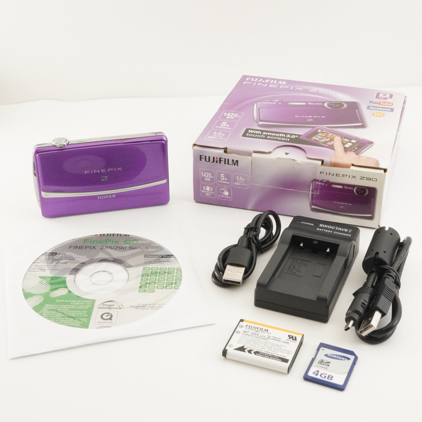 FUJIFILM FinePix Z90 Purple In Box With 4GB SDHC Card from Japan #7221