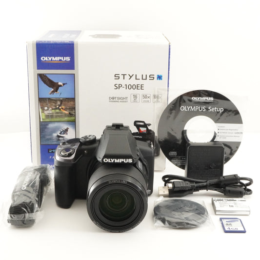OLYMPUS STYLUS SP-100EE Black In Box With 4GB SDHC Card from Japan #7191