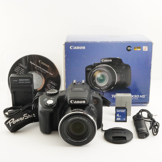 Canon PowerShot SX50 HS Black In Box With 4GB SDHC Card from Japan #6765