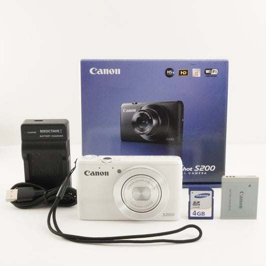 Canon PowerShot S200 White In Box With 4GB SDHC Card from Japan #6794