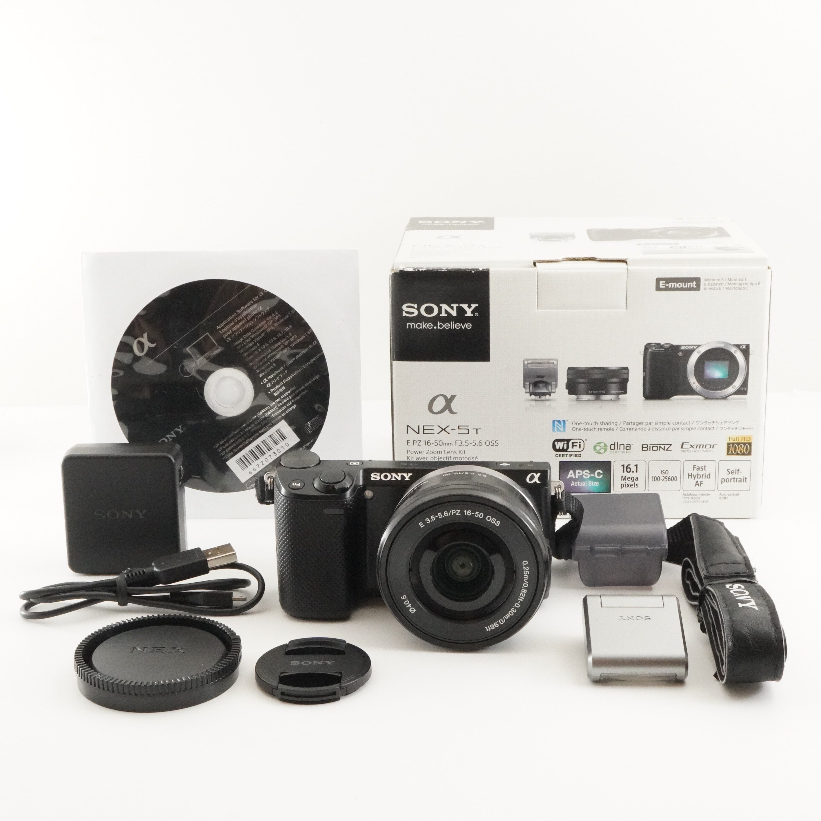 Only 314 Shots] SONY NEX-5T Black +E PZ 16-50mm In Box +8GB