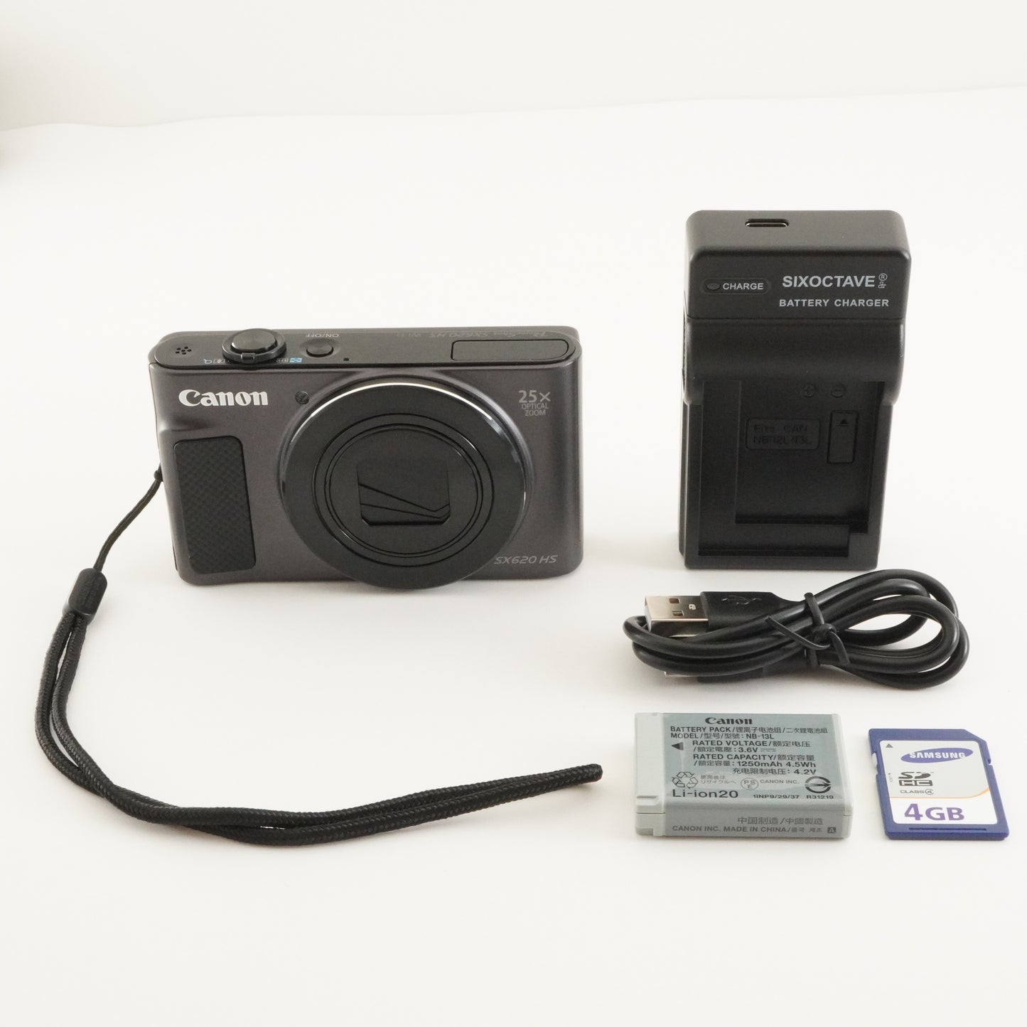 Canon PowerShot SX620 HS Black + 4GB SDHC Card Digital Camera from Japan #7355