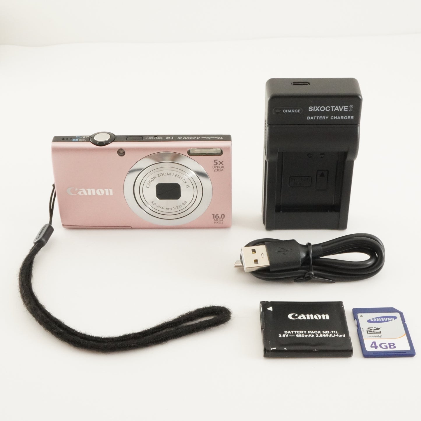 Canon PowerShot A2400 IS Pink With 4GB SDHC Card Digital Camera from Japan #7365