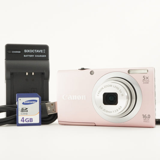 Canon PowerShot A2400 IS Pink With 4GB SDHC Card Digital Camera from Japan #7365
