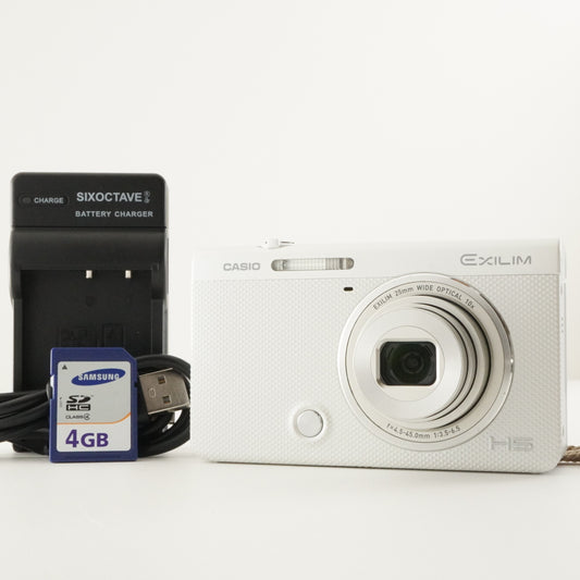 CASIO EXILIM EX-ZR70 White With 4GB SDHC Card Digital Camera from Japan #7378