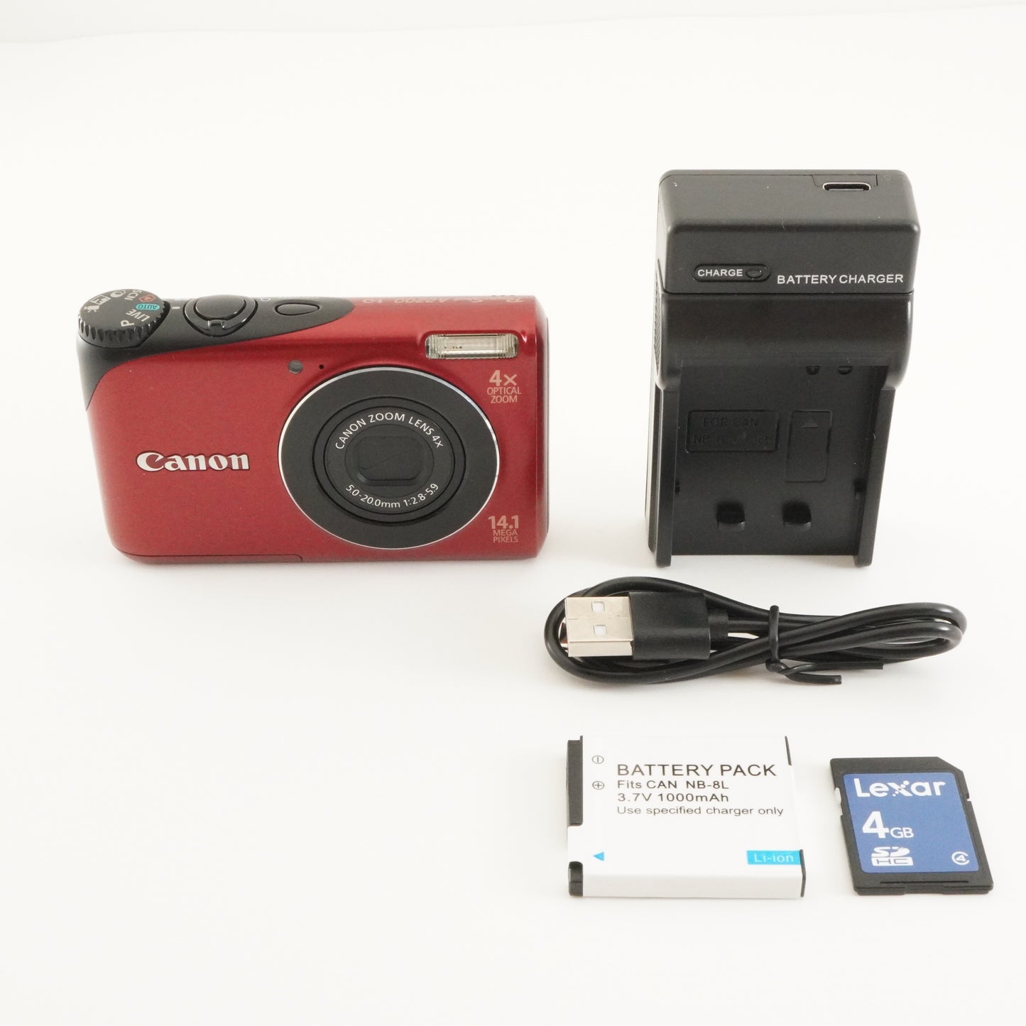 Canon PowerShot A2200 Red With 4GB SDHC Card Digital Camera from Japan #7313