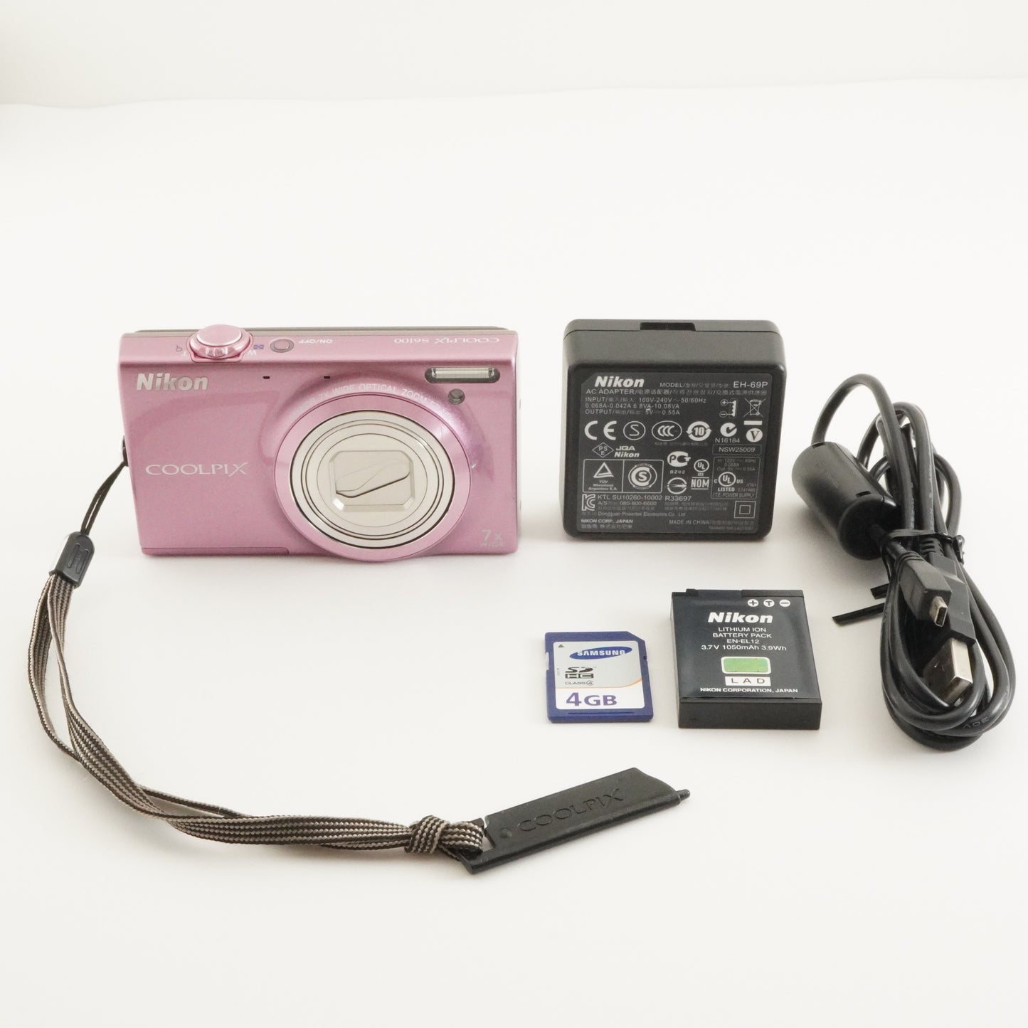 Nikon COOLPIX S6100 Pink With 4GB SDHC Card Digital Camera from Japan #7372