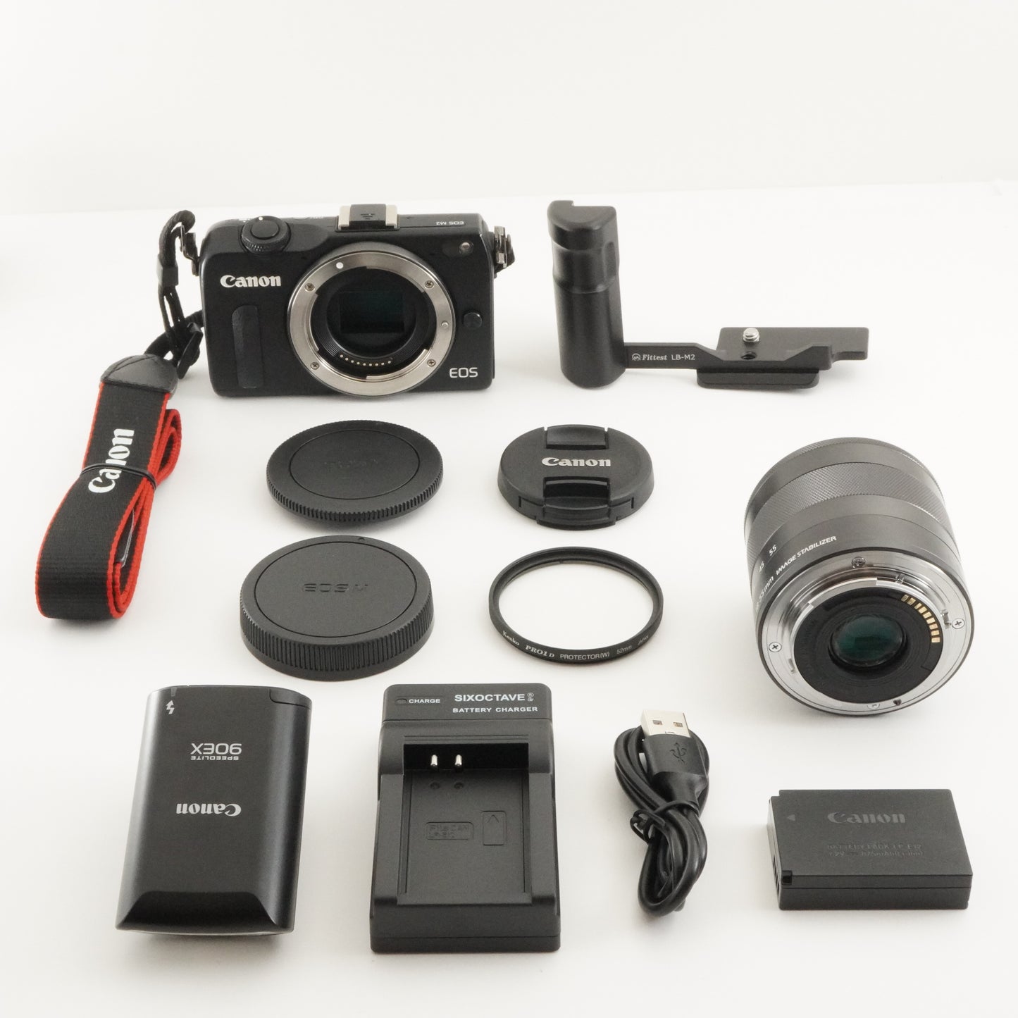 Canon EOS M2 Black + EF-M 18-55mm IS STM + Speedlite 90EX from Japan #5423