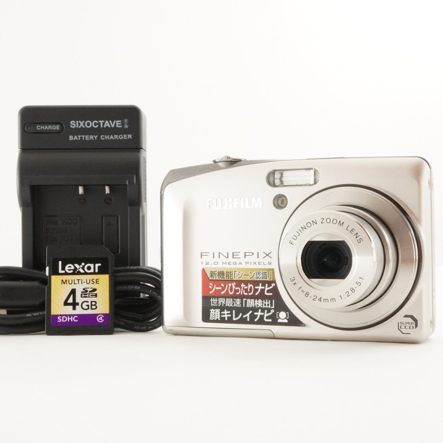 FUJIFILM FINEPIX F60fd Silver With 4GB SDHC Card Digital Camera from Japan #2750