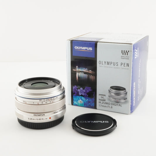 OLYMPUS M.ZUIKO 17mm F1.8 Silver In Box AF Prime Lens from Japan #4378