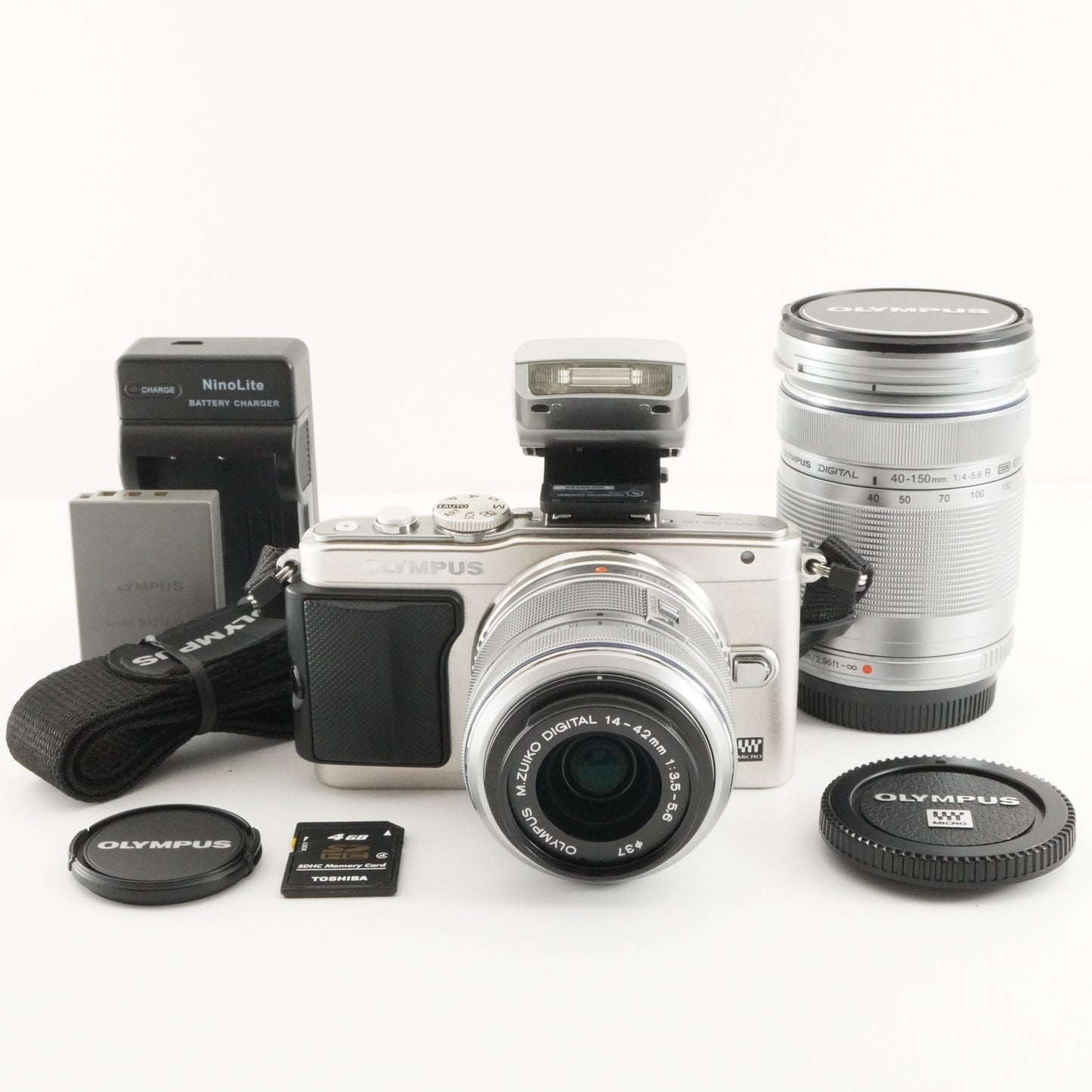 OLYMPUS PEN Lite E-PL5 Silver + M.ZUIKO 14-42mm + 40-150mm from Japan #4599