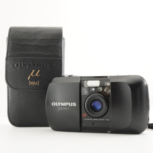 OLYMPUS mju [mju:] Black With Case Point & Shoot Film Camera from Japan #4241