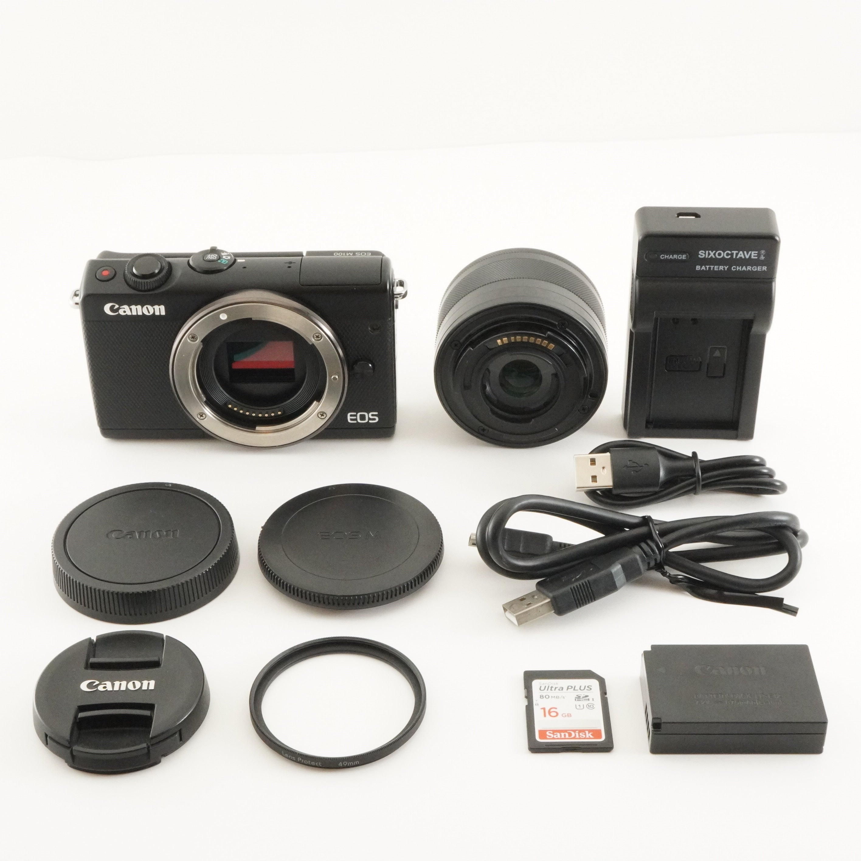 Canon EOS M100 Black + EF-M 15-45mm +16GB SDCard Digital Camera