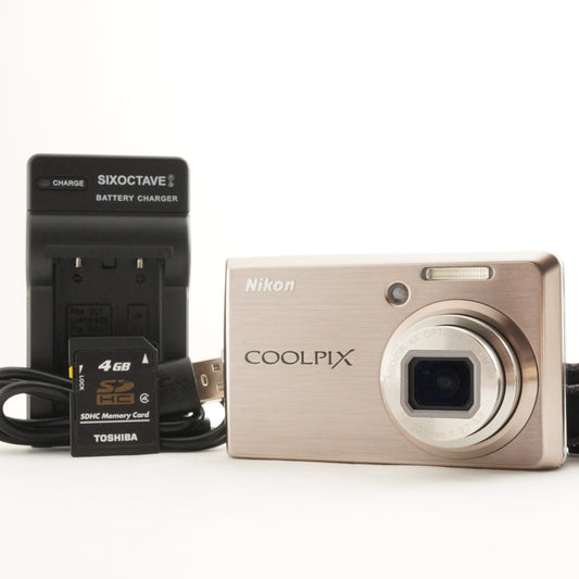 Nikon COOLPIX S600 Gold With 4GB SDHC Card Digital Camera from Japan #2847