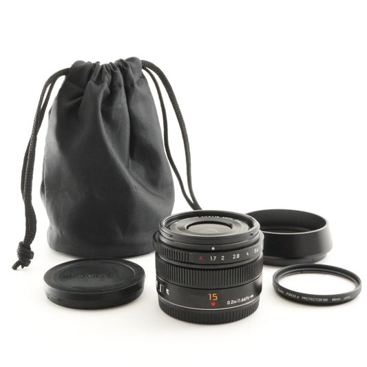 Panasonic LUMIX LEICA DG SUMMILUX 15mm F1.7 ASPH. Black AF Lens from Japan #4530