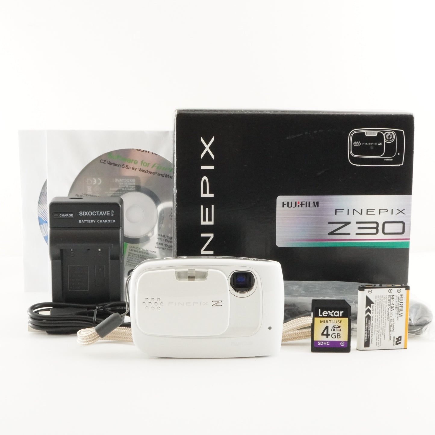 FUJIFILM FINEPIX Z30 White In Box With 4GB SDHC Card from Japan #4543