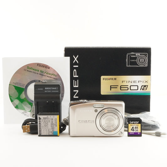 FUJIFILM FINEPIX F60fd Silver In Box With 4GB SDHC Card from Japan #4544