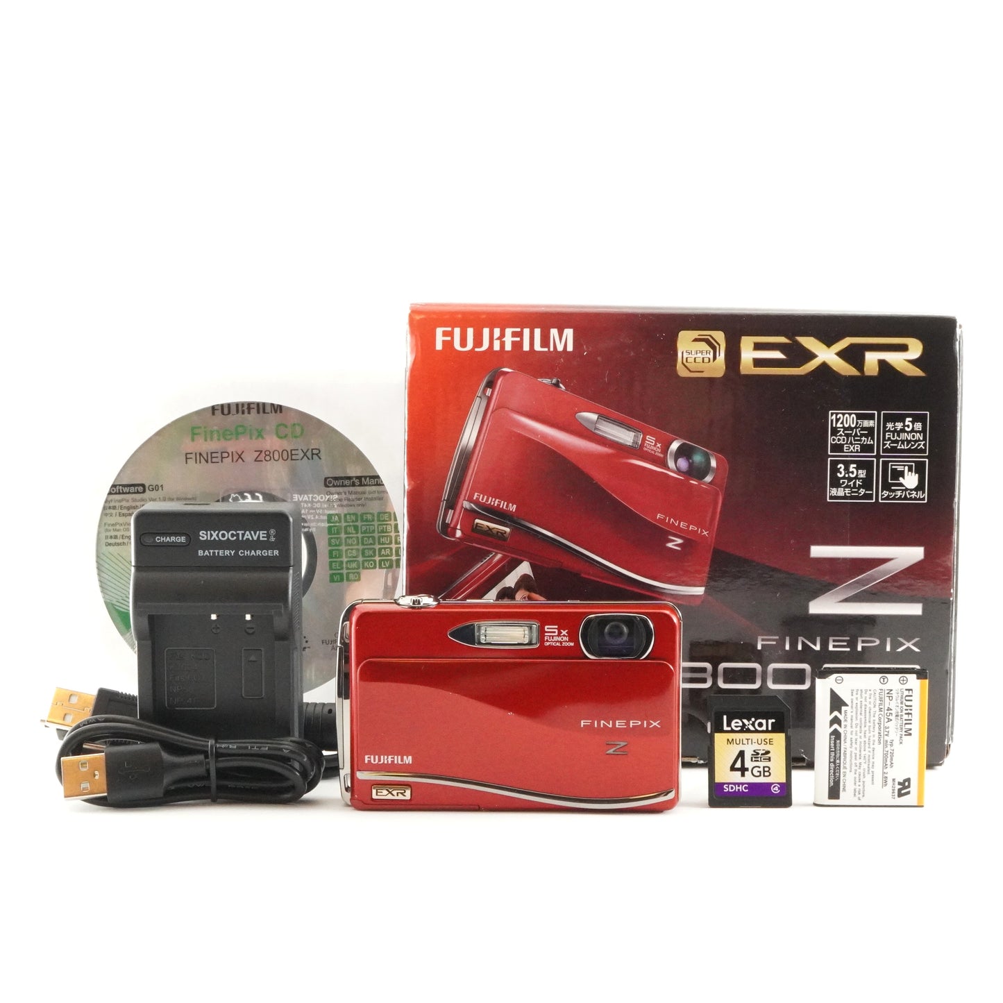 FUJIFILM FINEPIX Z800 EXR Red In Box With 4GB SDHC Card from Japan #4557