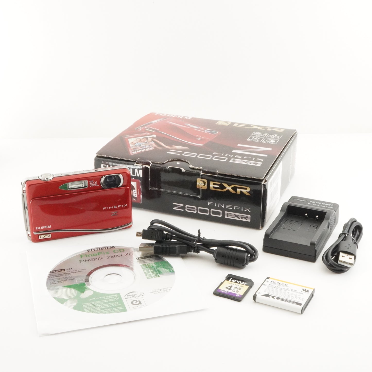 FUJIFILM FINEPIX Z800 EXR Red In Box With 4GB SDHC Card from Japan #4557