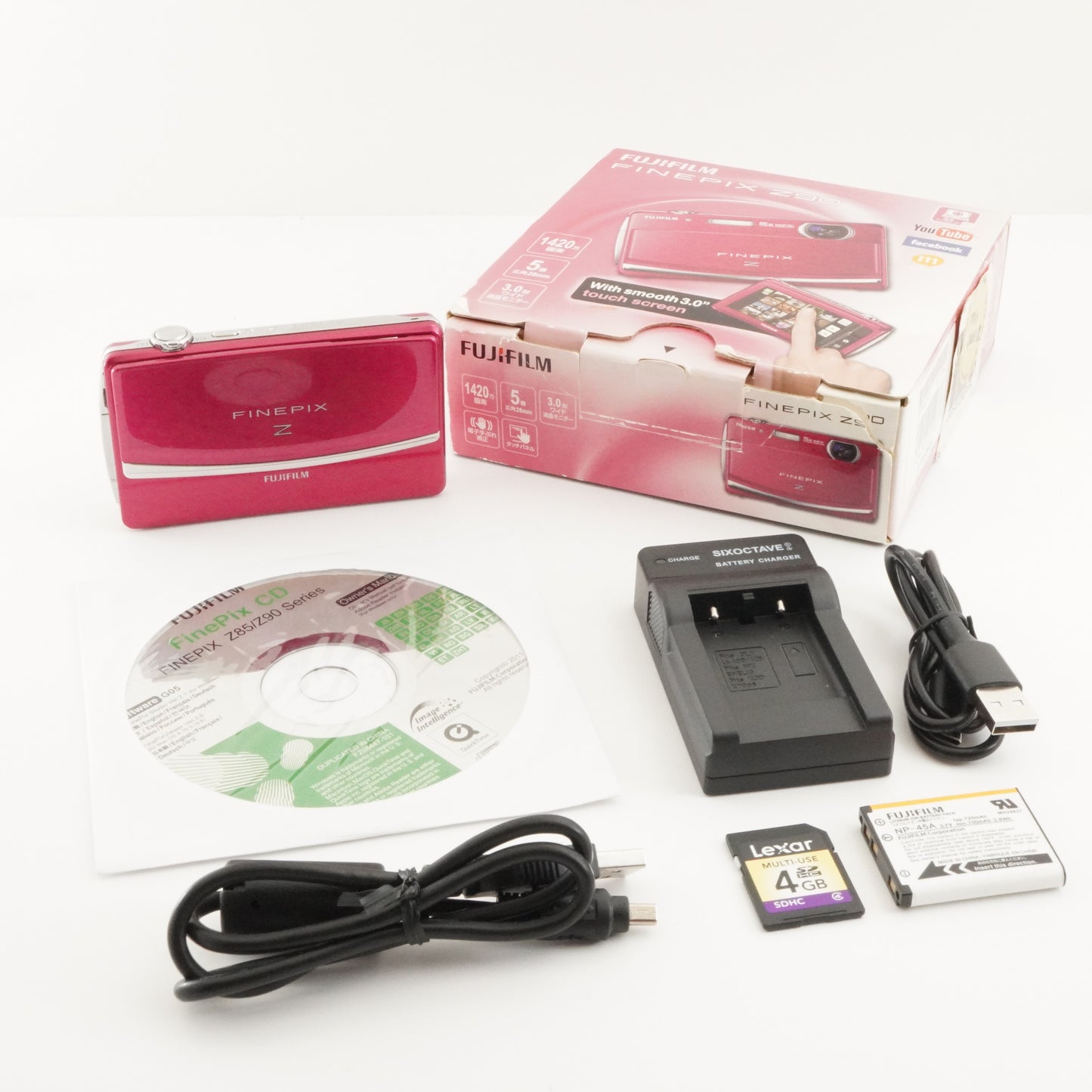 FUJIFILM FINEPIX Z90 Pink In Box With 4GB SDHC Card from Japan #5938