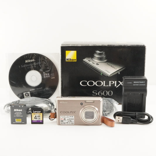 Nikon COOLPIX S600 Pink Gold In Box With 4GB SDHC Card from Japan #5863