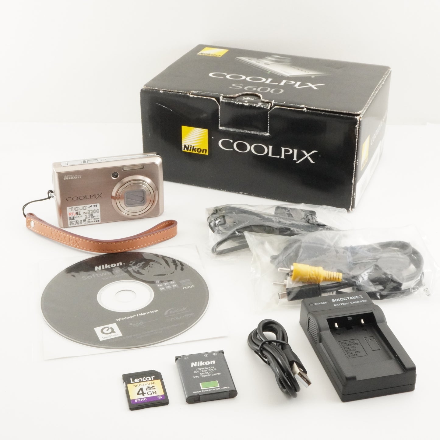 Nikon COOLPIX S600 Pink Gold In Box With 4GB SDHC Card from Japan #5863