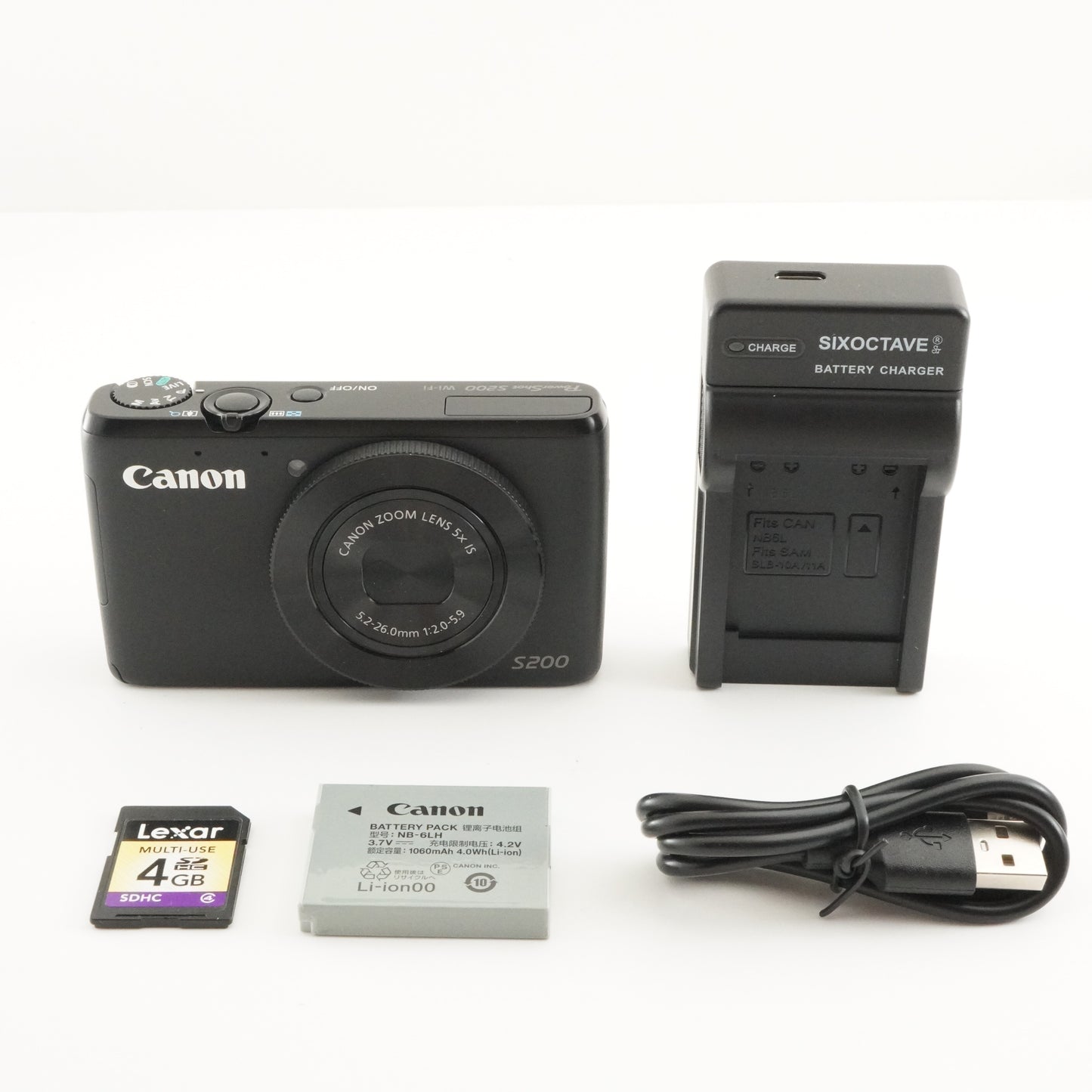 Canon PowerShot S200 Black With 4GB SDHC Card from Japan #5861