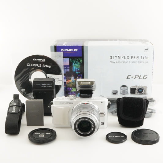 [Only 984 Shots] OLYMPUS PEN Lite E-PL6 White + 14-42mm In Box from Japan #7502