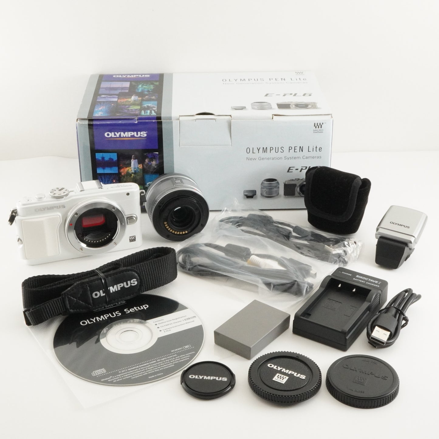 [Only 984 Shots] OLYMPUS PEN Lite E-PL6 White + 14-42mm In Box from Japan #7502