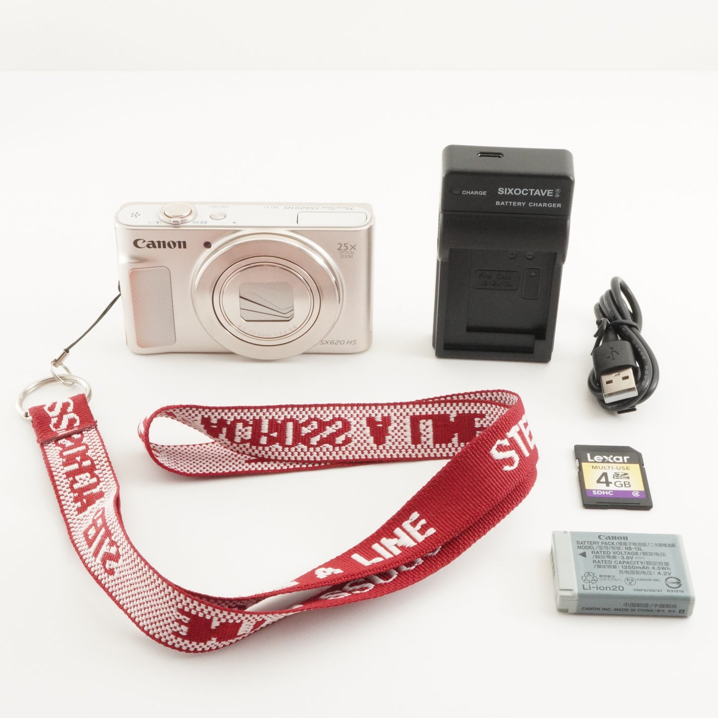 Canon PowerShot SX620 HS White With 4GB SDHC Card from Japan #5878