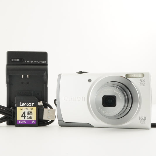 Canon PowerShot A3500 IS Silver With 4GB SDHC Card from Japan #5879