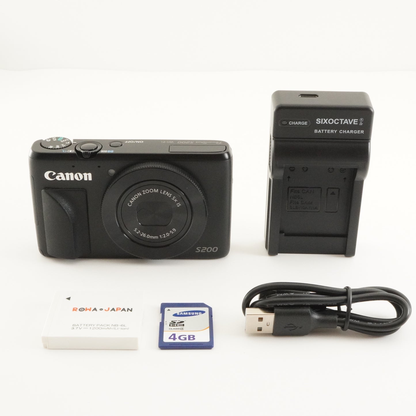 Canon PowerShot S200 Black With 4GB SDHC Card Digital Camera from Japan #7526