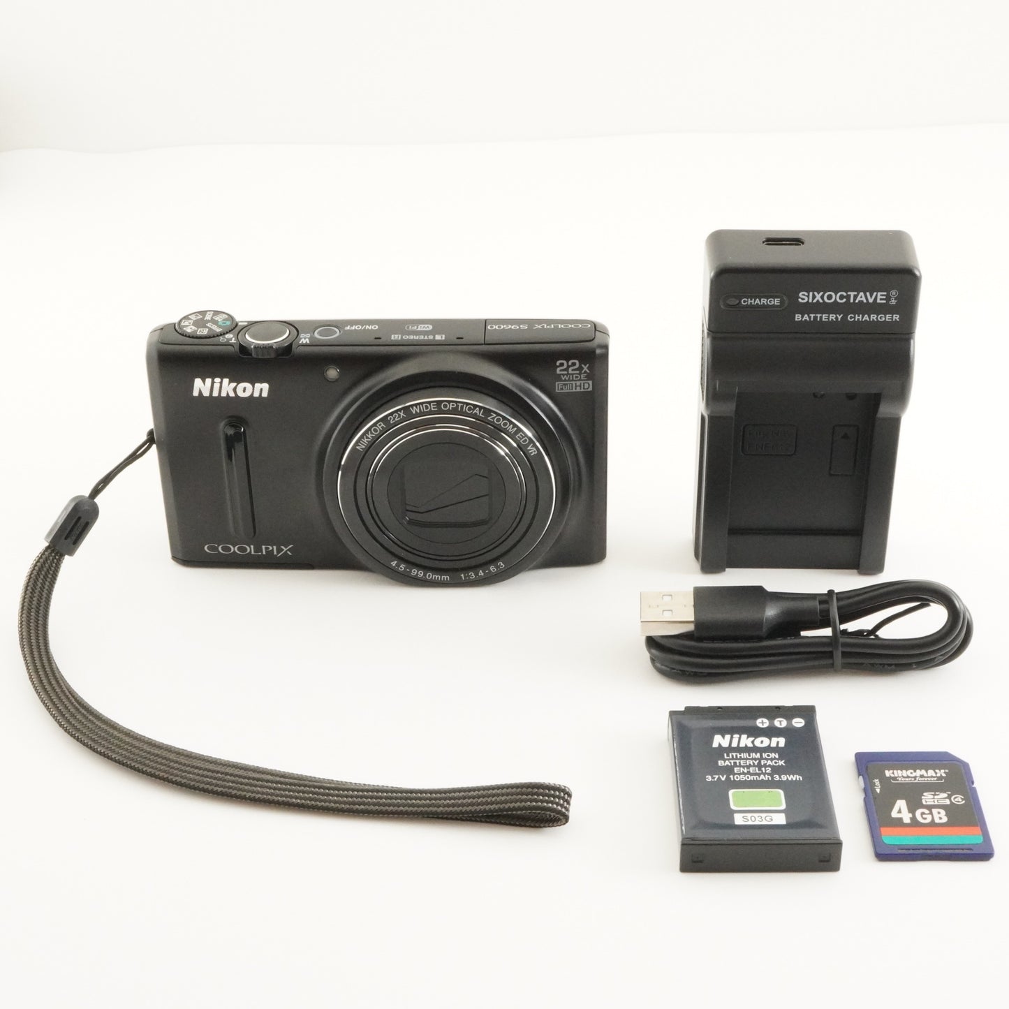 Nikon COOLPIX S9600 Black With 4GB SDHC Card Digital Camera from Japan #7564