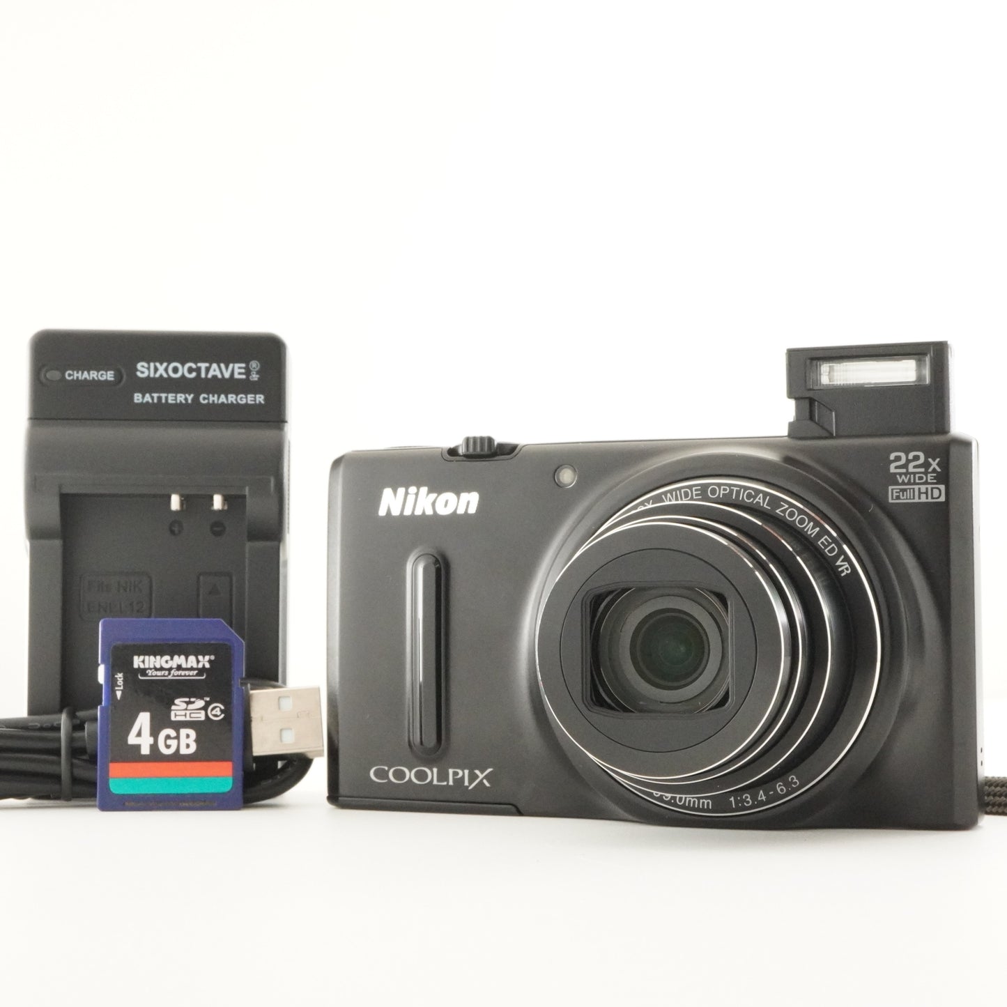Nikon COOLPIX S9600 Black With 4GB SDHC Card Digital Camera from Japan #7564