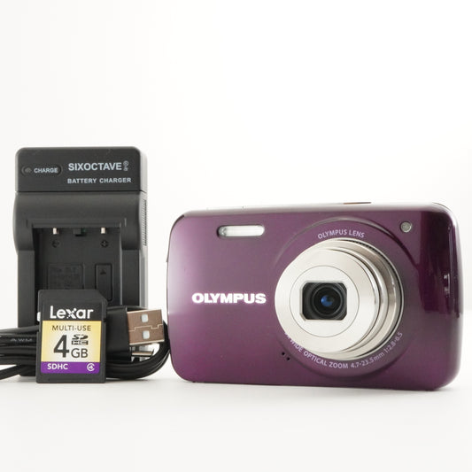 OLYMPUS VH-210 Purple With 4GB SDHC Card Compact Digital Camera from Japan #4538