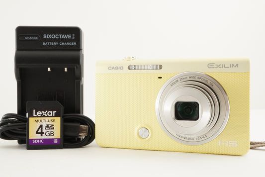 CASIO EXILIM EX-ZR70 Yellow With 4GB SDHC Card Digital Camera from Japan #1826