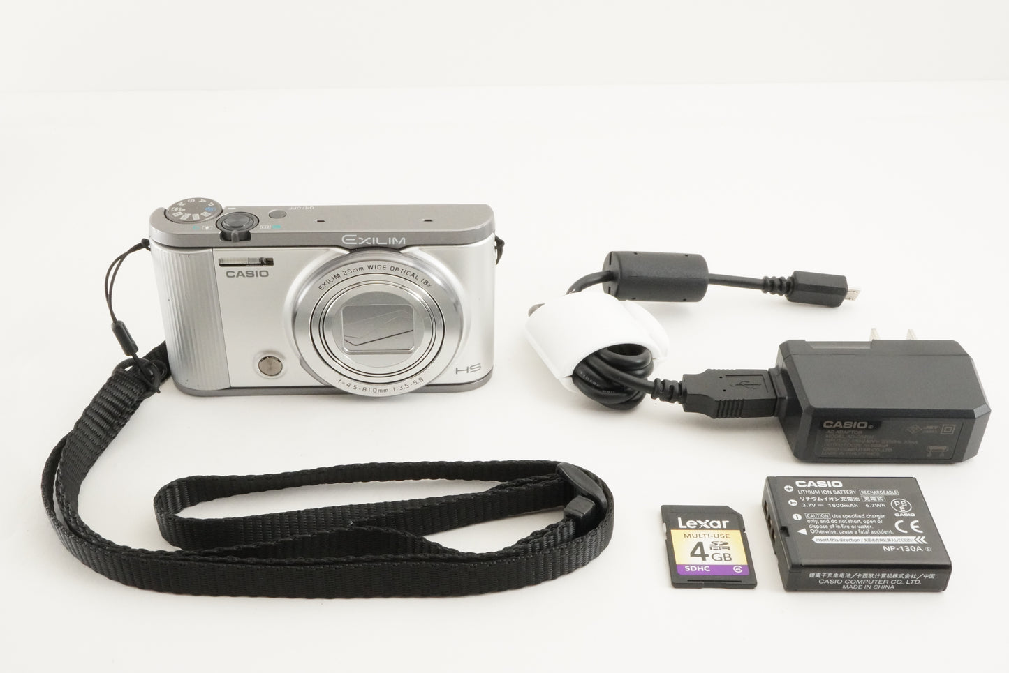 CASIO EXILIM EX-ZR1700 Silver With 4GB SDHC Card Digital Camera from Japan #1800