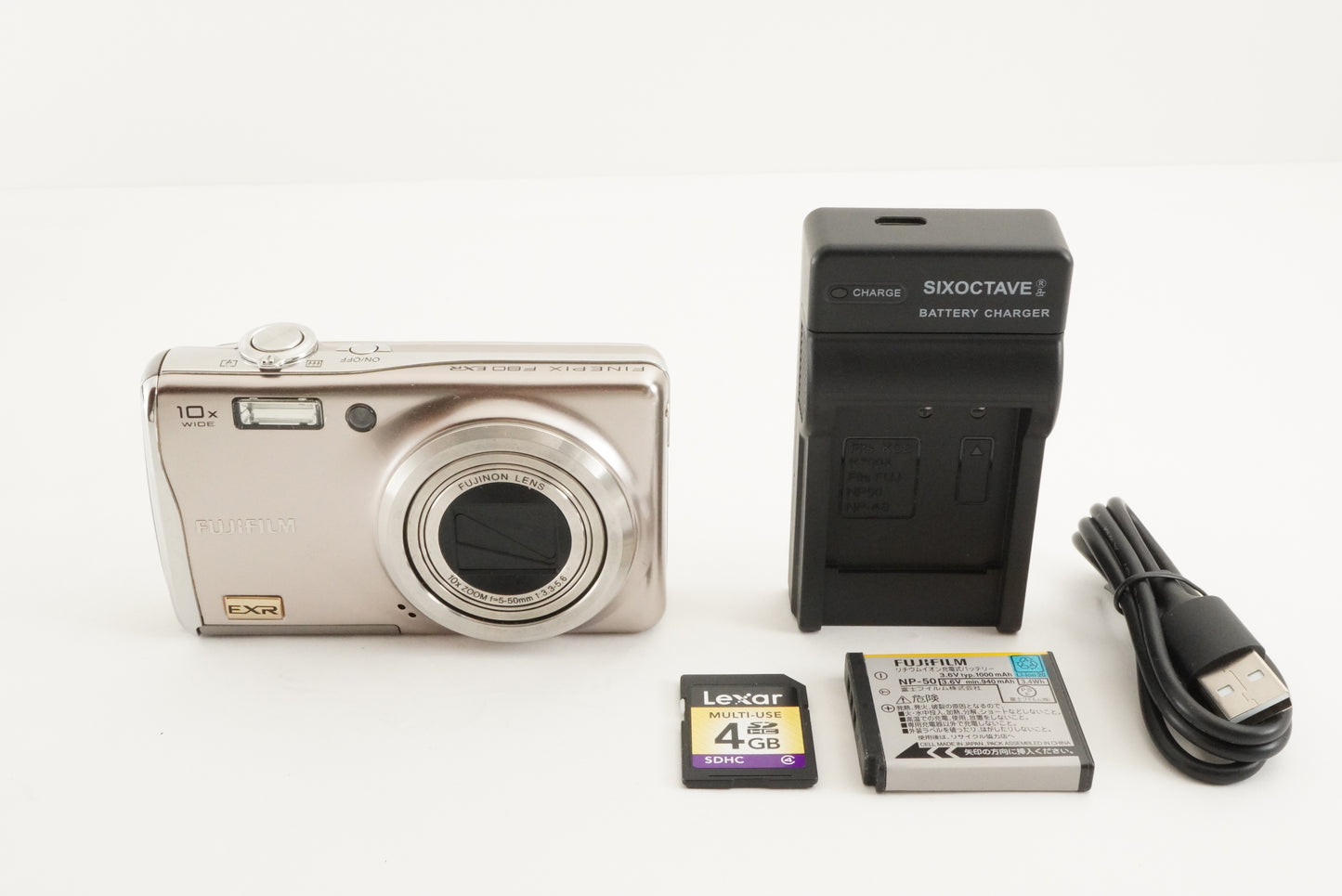 FUJIFILM FINEPIX F80 EXR Silver & 4GB SDHC Card Digital Camera from Japan #1775