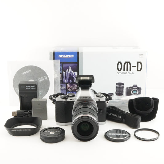 [Only 82 Shots] OLYMPUS OM-D E-M5 Silver + 12-50mm EZ In Box from Japan #7327