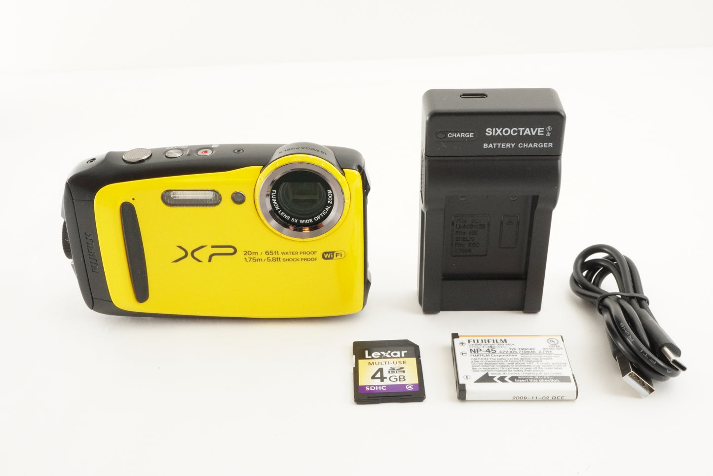 FUJIFILM FinePix XP120 Yellow With 4GB SDHC Card Digital Camera from Japan #1768