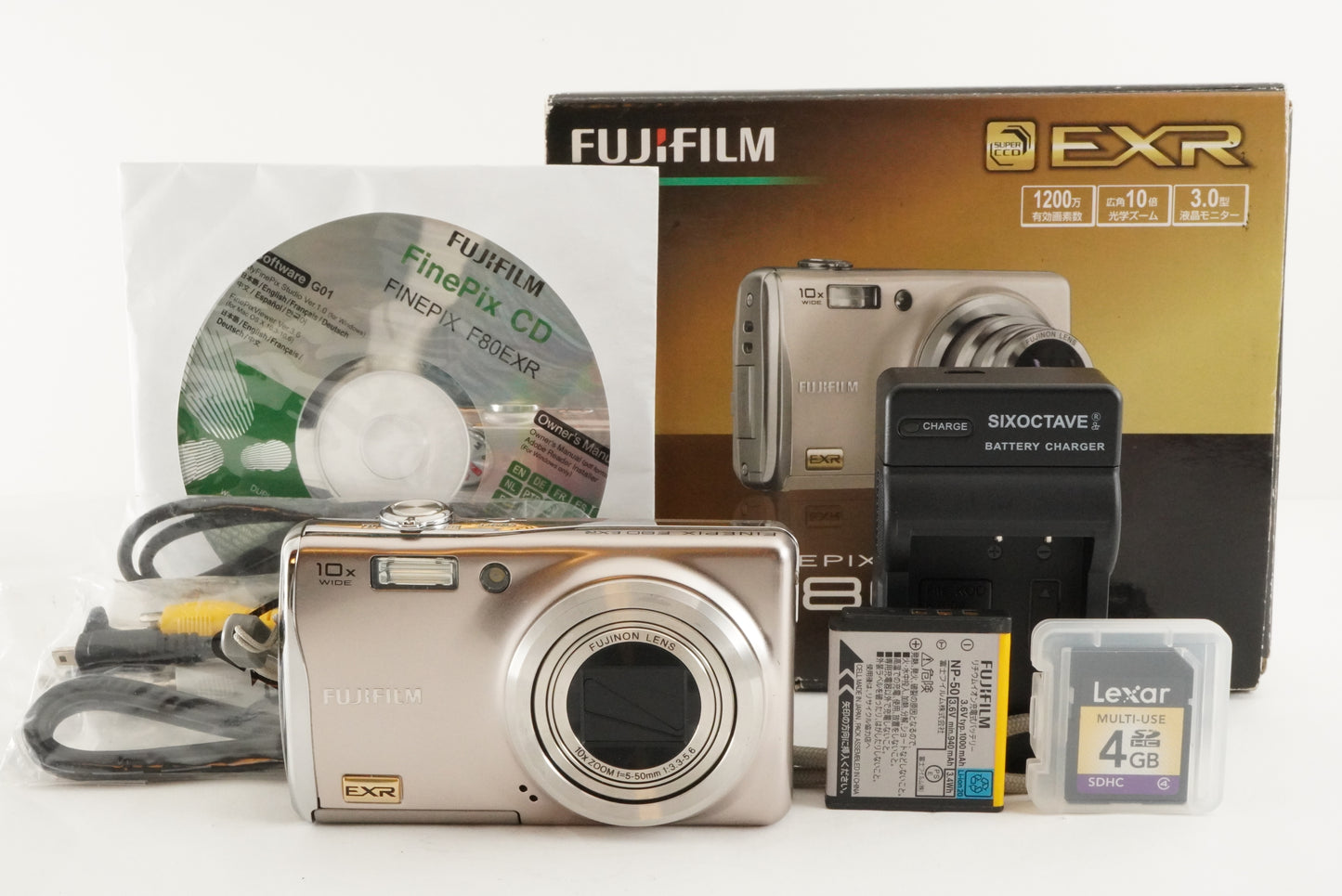 FUJIFILM FINEPIX F80 EXR Silver In Box With 4GB SDHC Card from Japan #1769